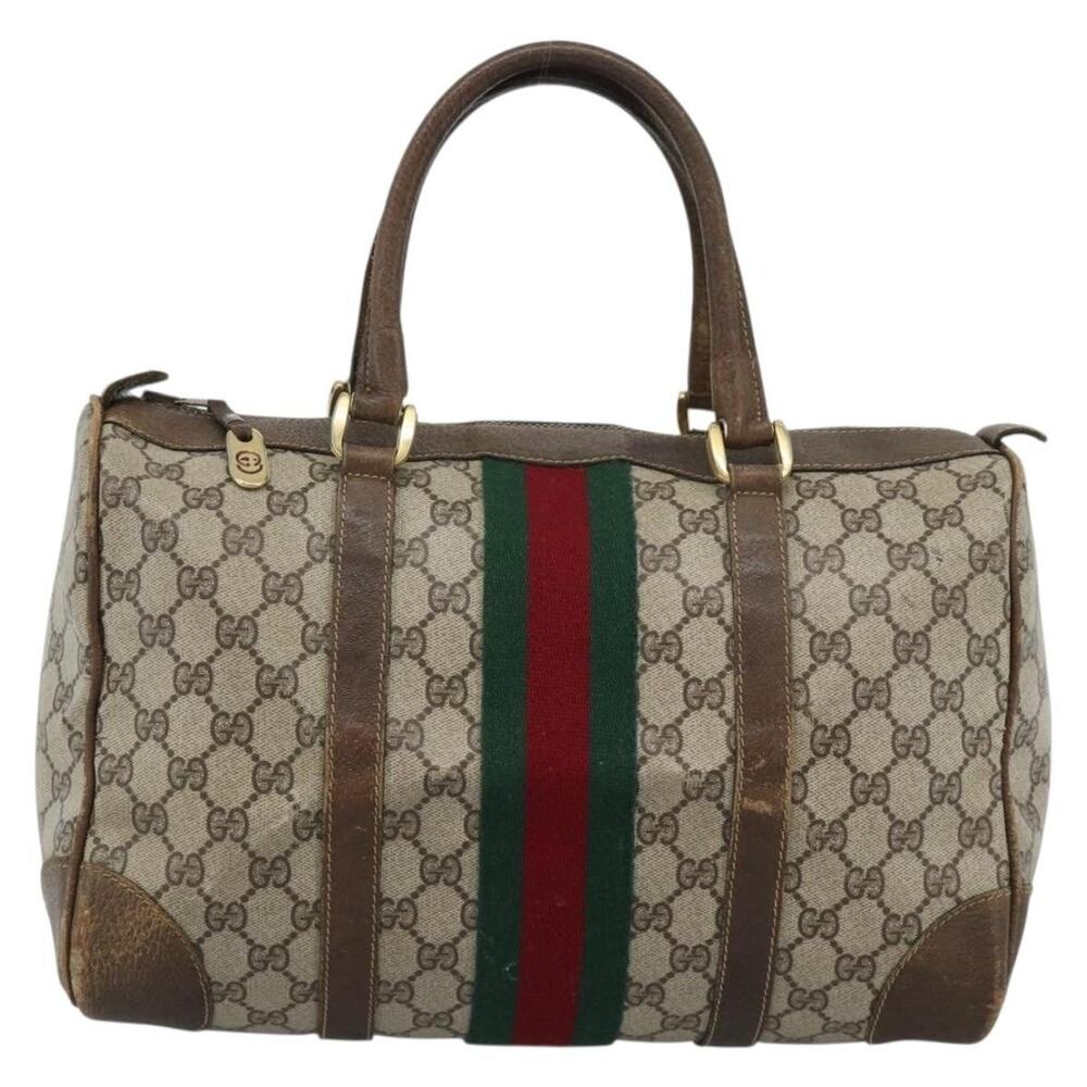 Gucci GG Supreme Web Boston Bag Beige